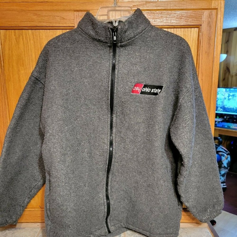 Jones & Mitchell Ohio State OSU 100% Polyester Zip Sweater Size L